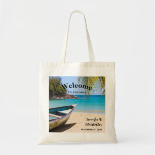 Beautiful Tropical Beach with a Rowboat Wedding Tote Bag