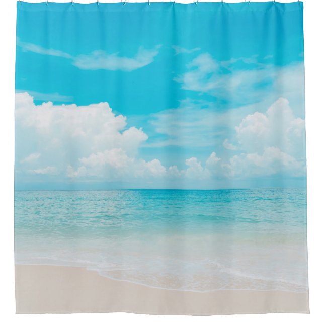 Beautiful tropical beach with blue sky and white c (Front)