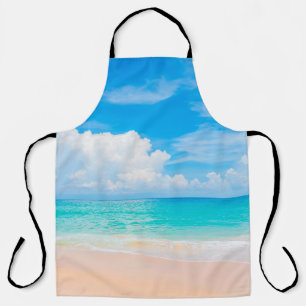 Beautiful tropical beach with blue sky and white c apron
