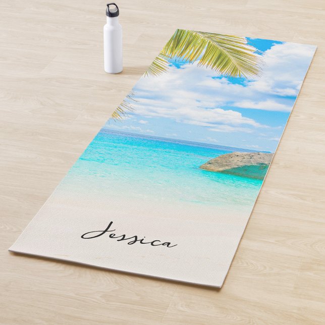 Beautiful Tropical Beach with Script  Yoga Mat (Creator Uploaded)