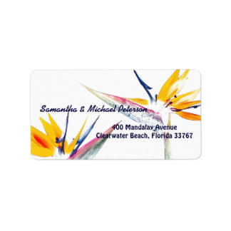 Beautiful Tropical Bird of Paradise Flowers Label