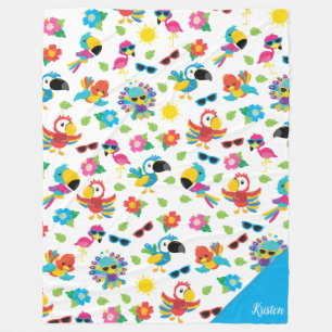 Beautiful Tropical Birds Colourful Paradise Patter Fleece Blanket