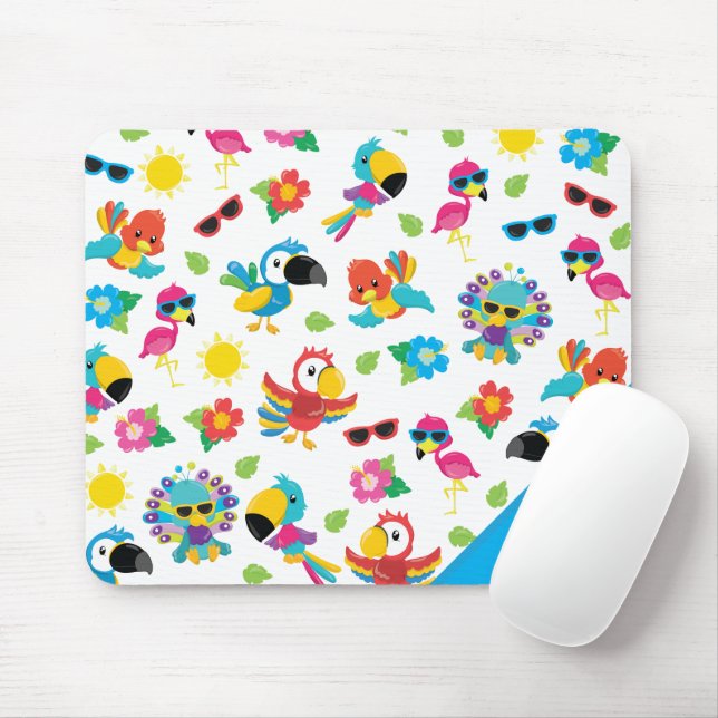 Beautiful Tropical Birds Colourful Paradise Patter Mouse Pad (With Mouse)