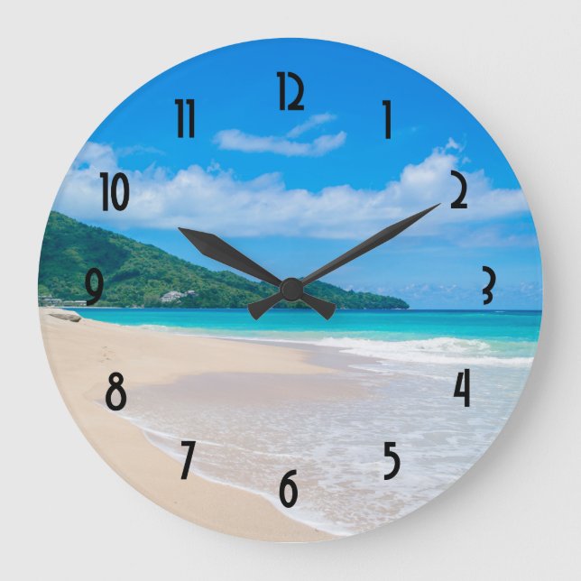 Beautiful Tropical Destination Scenic Beach Large Clock (Front)
