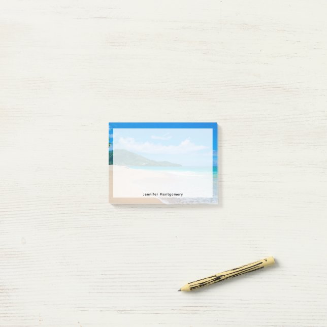 Beautiful Tropical Destination Scenic Beach Post-it Notes (On Desk)