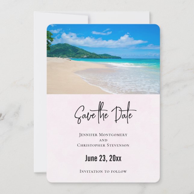 Beautiful Tropical Destination Scenic Beach Save The Date (Front)