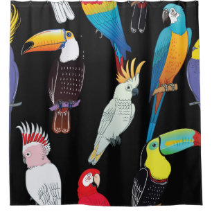 Beautiful tropical exotic parrot birds. vintage se