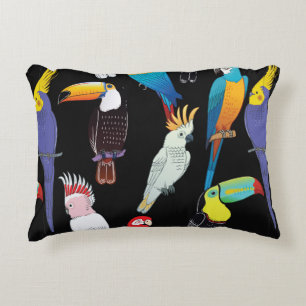 Beautiful tropical exotic parrot birds. vintage se accent pillow