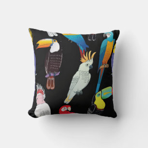 Beautiful tropical exotic parrot birds. vintage se throw pillow