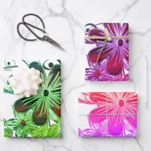 Beautiful Tropical Floral Flower Theme Wrapping Paper Sheet