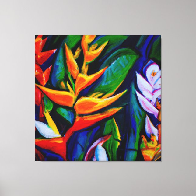 Beautiful tropical floral painting art  canvas pri (Front)