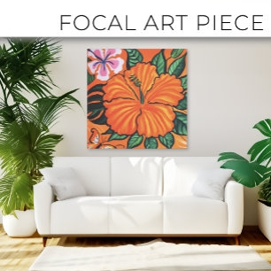 Beautiful tropical floral painting art  canvas pri print
