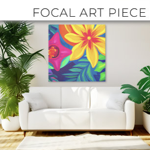 Beautiful tropical floral painting art canvas print