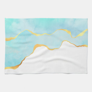 Beautiful Tropical Green with Gold Border Kitchen Towel