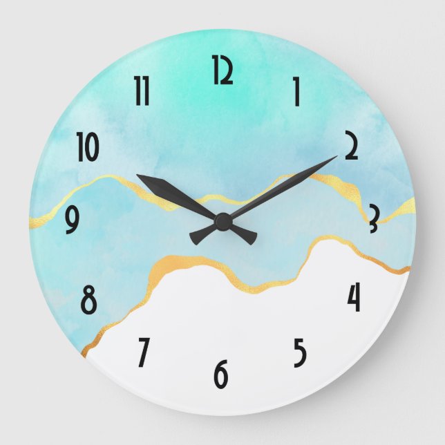 Beautiful Tropical Green with Gold Border Large Clock (Front)