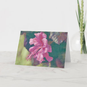 Beautiful Tropical Hibiscus Pink Flower Art Card