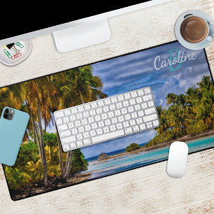 Beautiful Tropical Island Beach Ocean Seascape Desk Mat