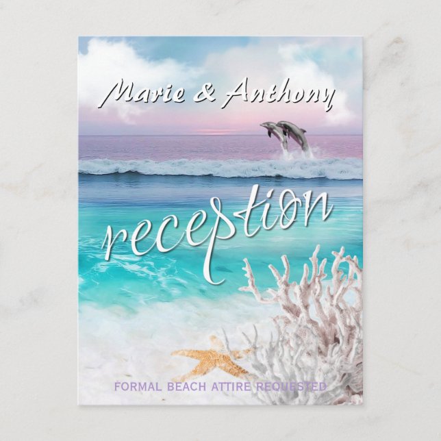BEAUTIFUL TROPICAL OCEAN SUNRISE Reception Card (Front)