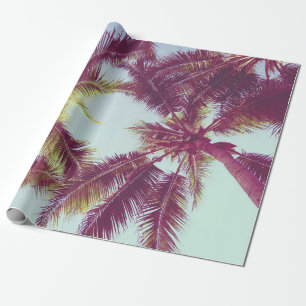 Beautiful tropical palm tree around beach sea ocea wrapping paper