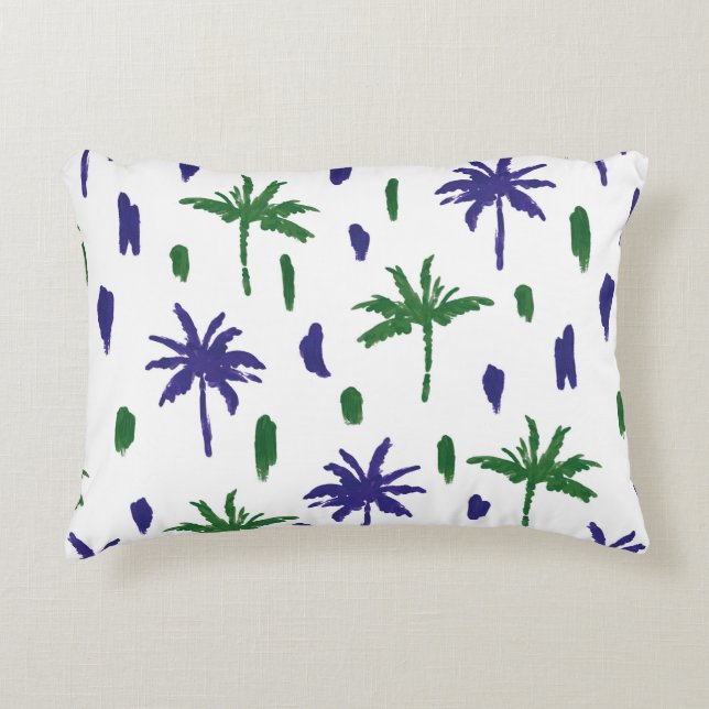 Beautiful tropical palm trees pattern accent pillow (Front)