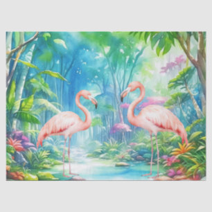 Beautiful Tropical Pink Flamingos Decoupage Tissue Paper