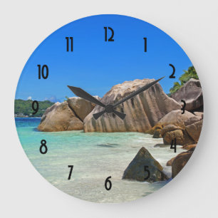 Beautiful Tropical Sea Rocky Coastline Large Clock