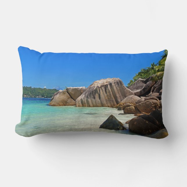 Beautiful Tropical Sea Rocky Coastline Lumbar Pillow (Front)