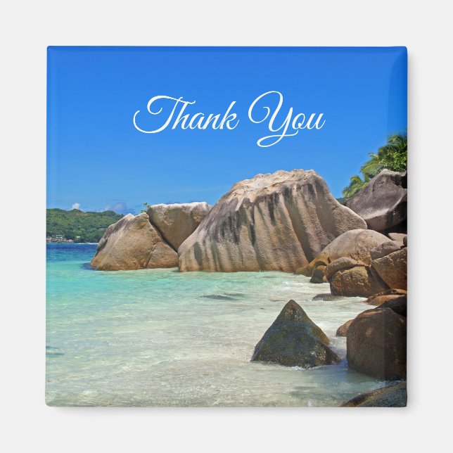Beautiful Tropical Sea Rocky Coastline Thank You Magnet (Front)