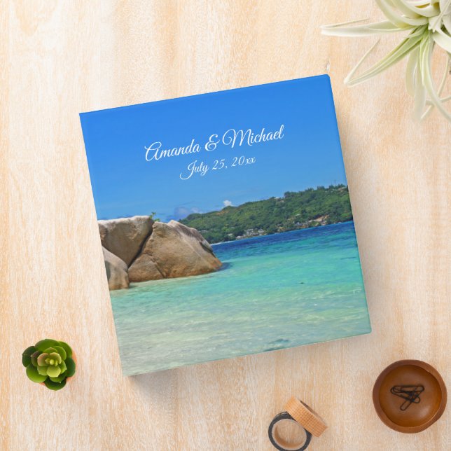 Beautiful Tropical Sea Rocky Coastline Wedding Binder (In Situ)