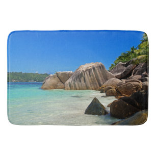 Beautiful Tropical Sea with a Rocky Beach Bath Mat