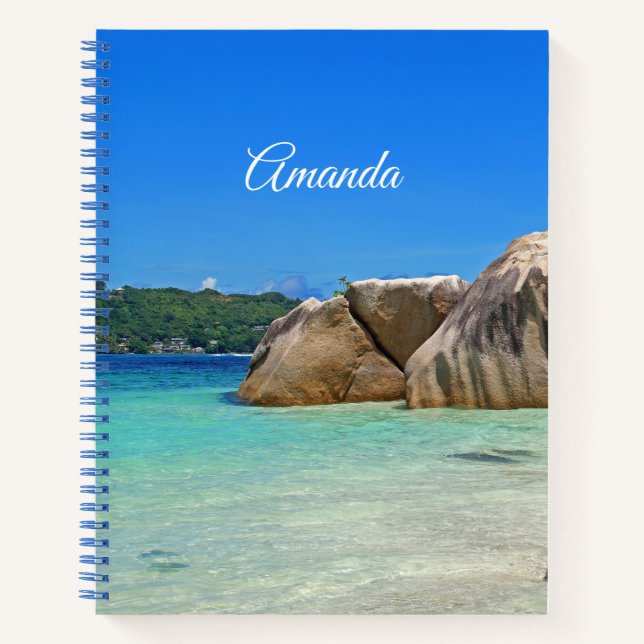  Beautiful Tropical Sea with a Rocky Beach Notebook (Front)