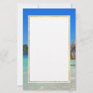 Beautiful Tropical Sea with a Rocky Beach Stationery