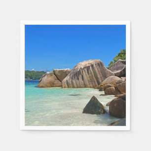 Beautiful Tropical Sea with Rock Covered Coast Napkin
