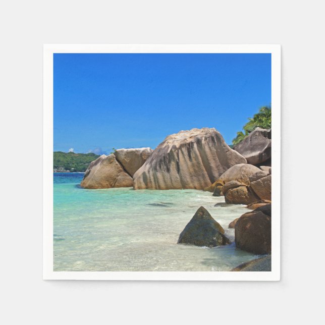 Beautiful Tropical Sea with Rock Covered Coast Napkin (Front)