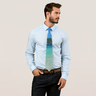 Beautiful Tropical Sea with Tree Forest in Back Tie