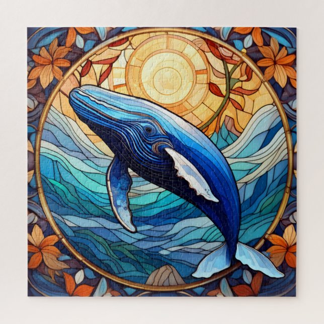 Beautiful Tropical stained glass art puzzle (Vertical)