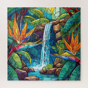 Beautiful Tropical stained glass art puzzle