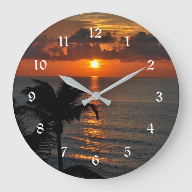 Beautiful tropical sunset large clock (Front)