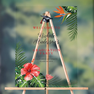 Beautiful Tropical Themed Graduation Welcome Sign