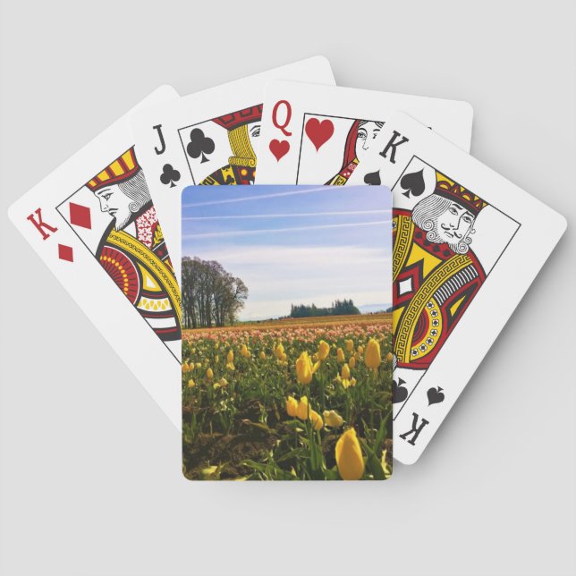 Beautiful Tulip Field, Oregon Playing Cards (Back)