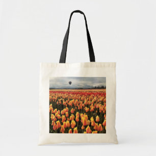 Beautiful Tulip Field with Hot Air Balloon, Oregon Tote Bag