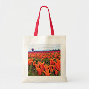 Beautiful Tulip Field with Hot Air Balloon, Oregon Tote Bag