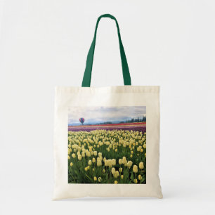 Beautiful Tulip Field with Hot Air Balloon, Oregon Tote Bag