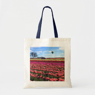 Beautiful Tulip Field with Hot Air Balloon, Oregon Tote Bag