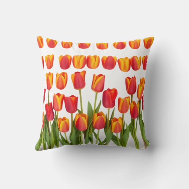 Beautiful Tulip Flower Pattern Throw Pillow (Back)