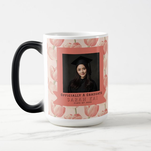 Beautiful Tulip Pattern Boys Graduation Gift Magic Mug (Left)