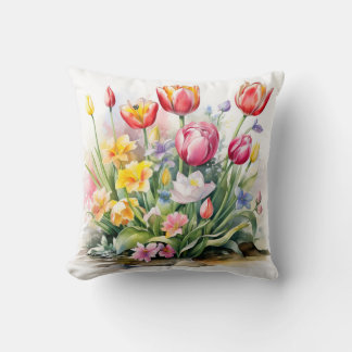 Beautiful Tulip Tulips Flower Flowers Throw Pillow