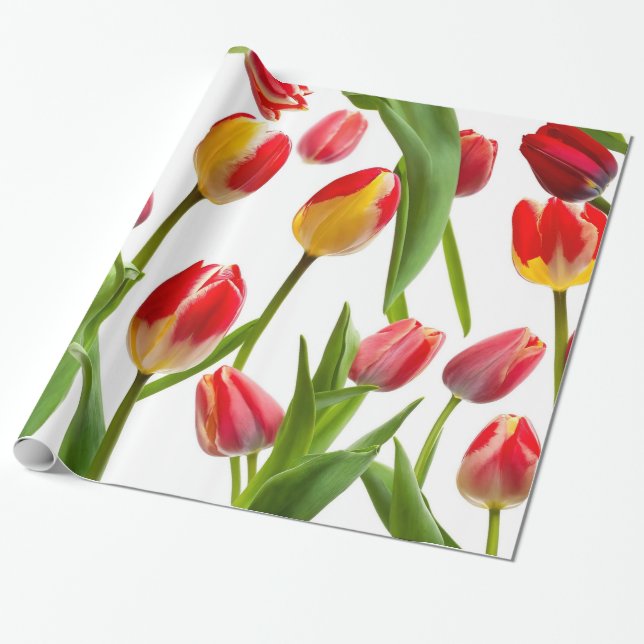 Beautiful Tulips Wrapping Paper (Unrolled)