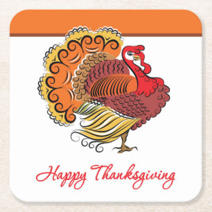 Beautiful Turkey Thanksgiving Disposable Coaster