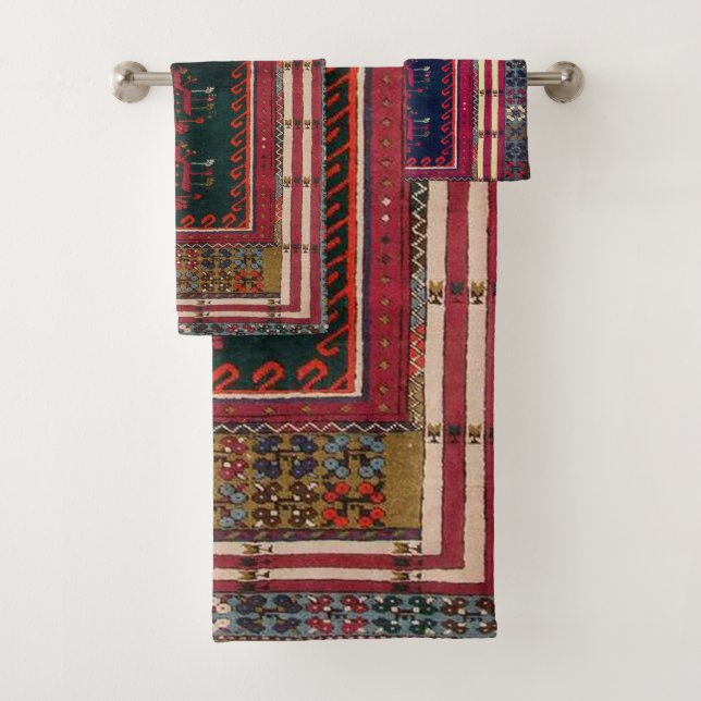 Beautiful Turkish antique rug  Bath Towel Set (Insitu)
